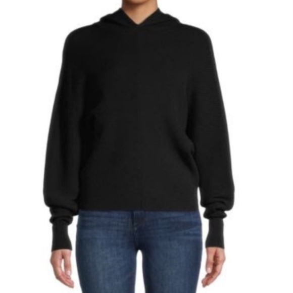 For The Republic Dolman Sleeve Ribbed Hoodie Women’s Medium Black - Picture 1 of 9